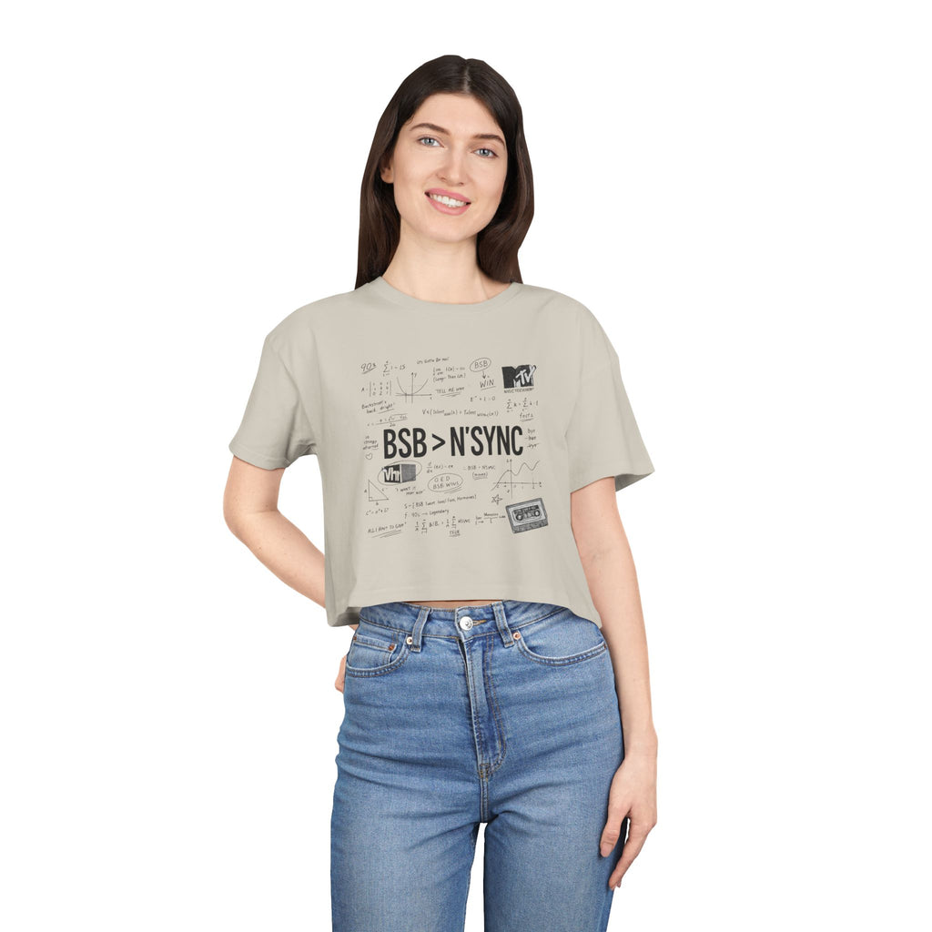 Women's Crop Tee — bsb>n'sync Retro Boy Band Graphic