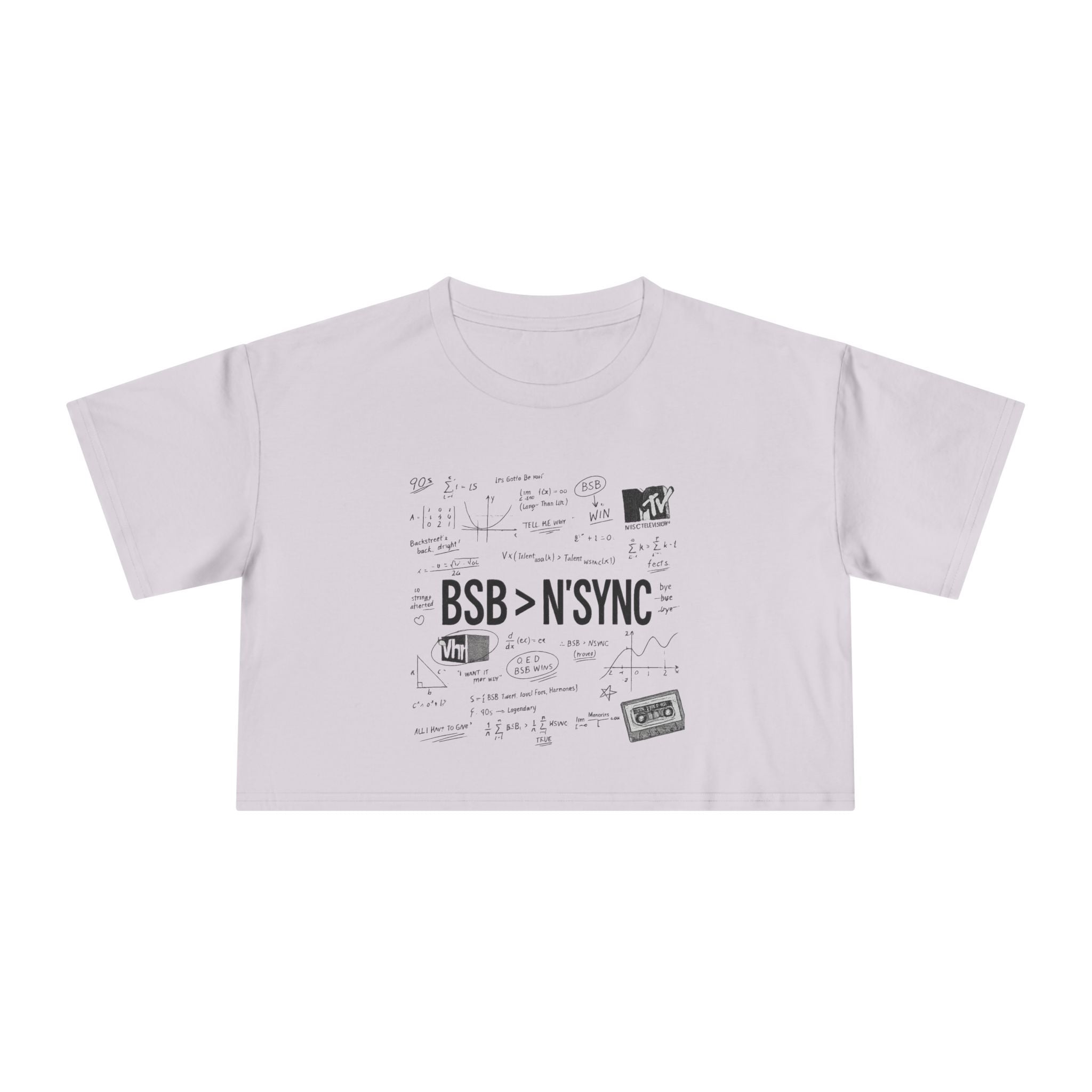 Women's Crop Tee — bsb>n'sync Retro Boy Band Graphic
