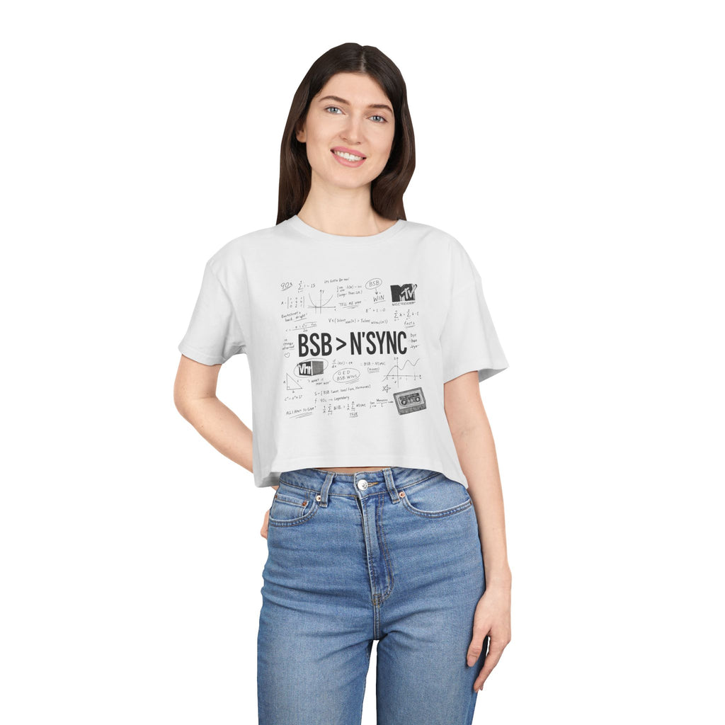 Women's Crop Tee — bsb>n'sync Retro Boy Band Graphic