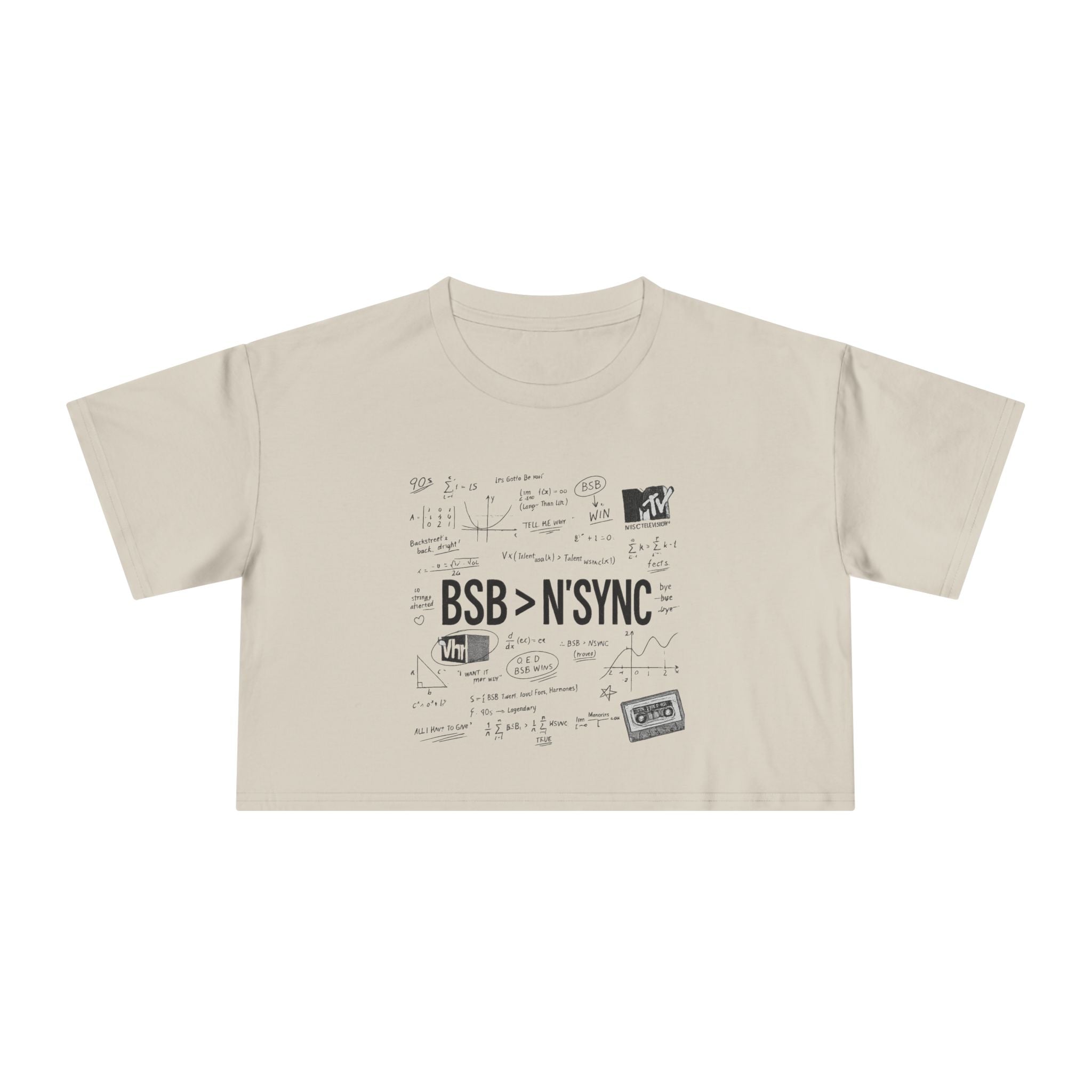 Women's Crop Tee — bsb>n'sync Retro Boy Band Graphic