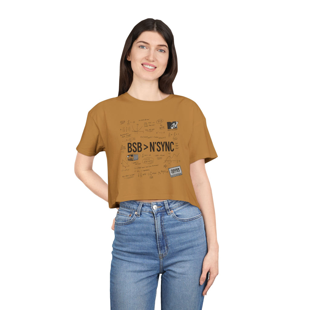 Women's Crop Tee — bsb>n'sync Retro Boy Band Graphic