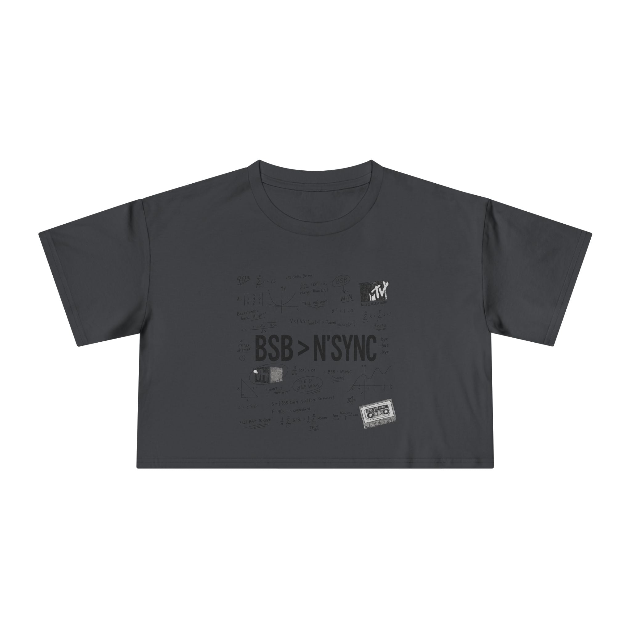 Women's Crop Tee — bsb>n'sync Retro Boy Band Graphic