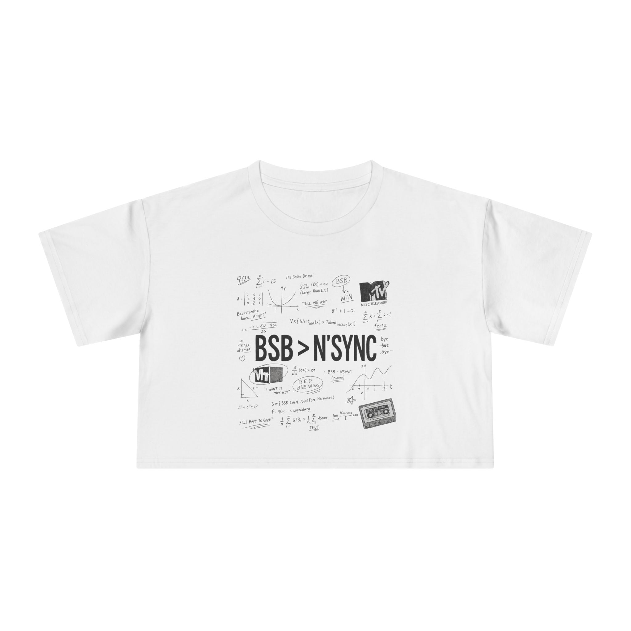 Women's Crop Tee — bsb>n'sync Retro Boy Band Graphic