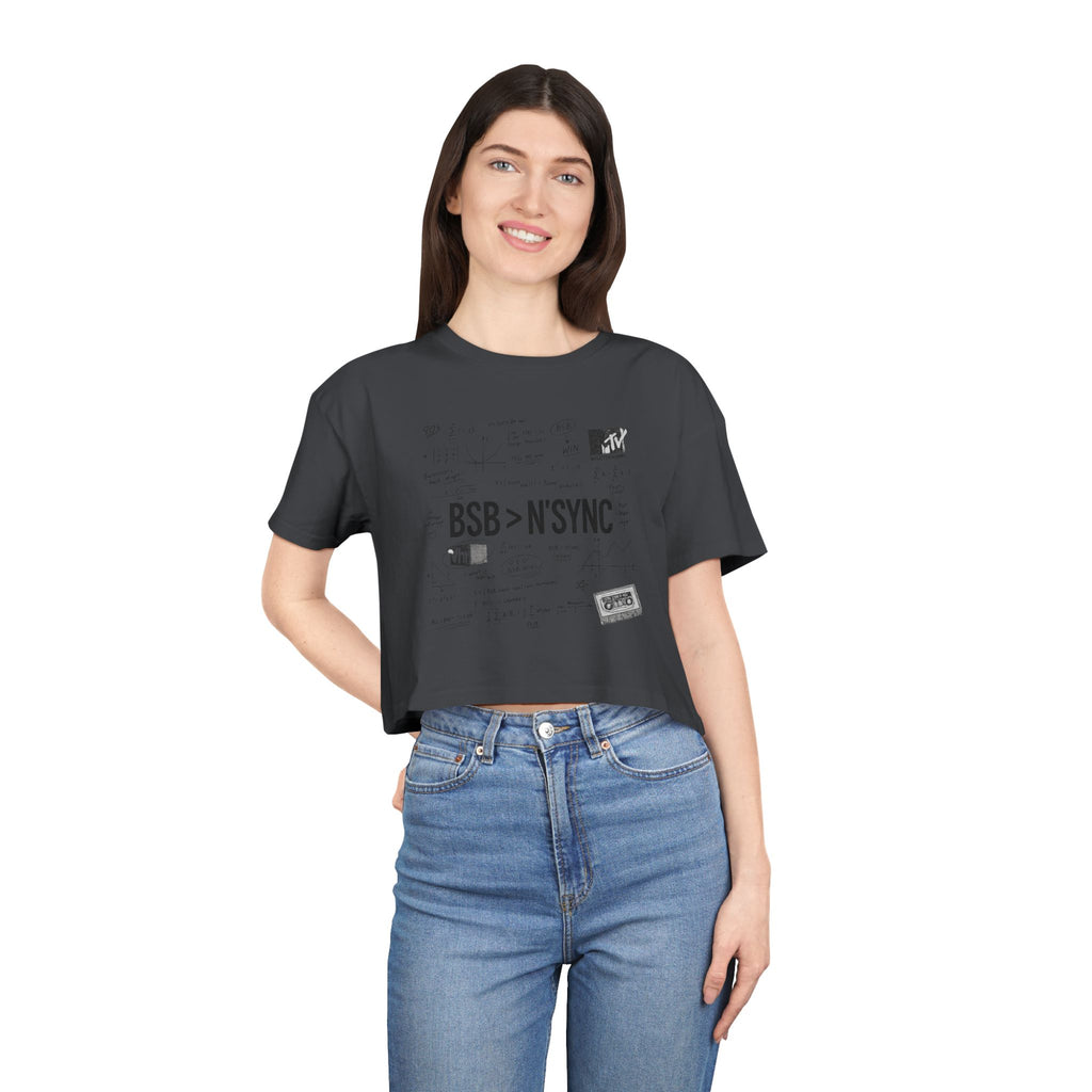 Women's Crop Tee — bsb>n'sync Retro Boy Band Graphic