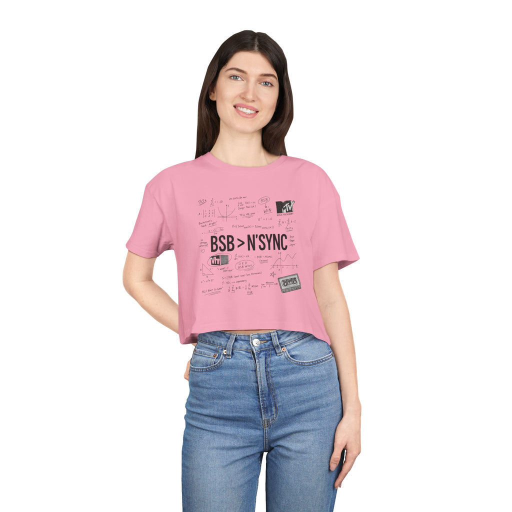 Women's Crop Tee — bsb>n'sync Retro Boy Band Graphic