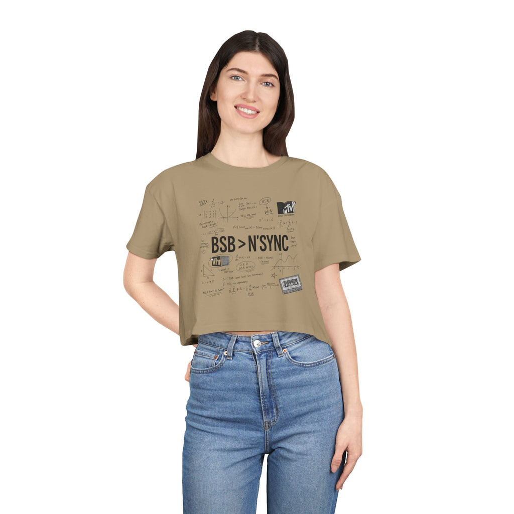 Women's Crop Tee — bsb>n'sync Retro Boy Band Graphic