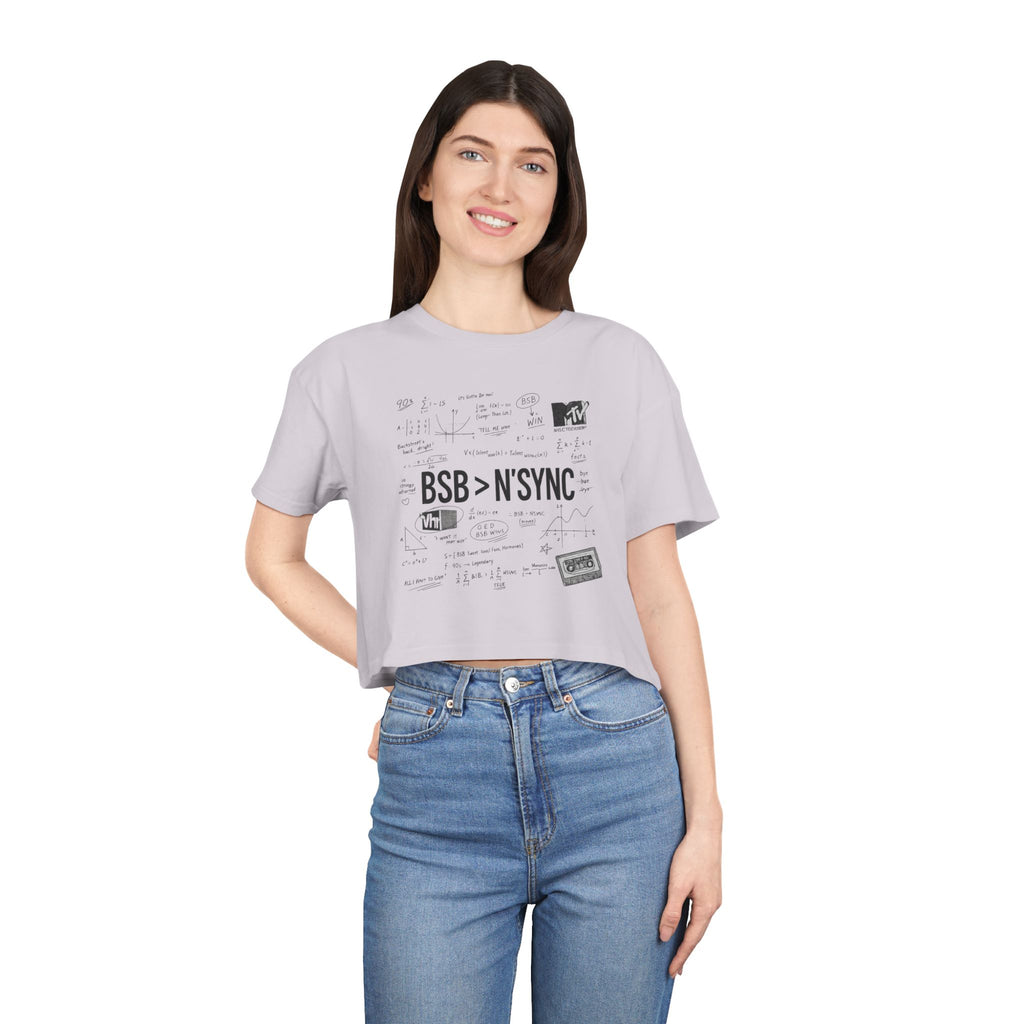 Women's Crop Tee — bsb>n'sync Retro Boy Band Graphic