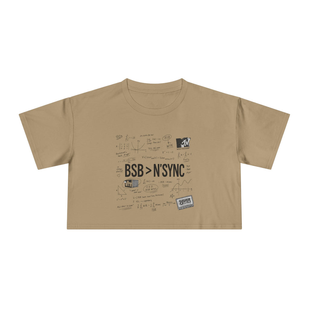 Women's Crop Tee — bsb>n'sync Retro Boy Band Graphic