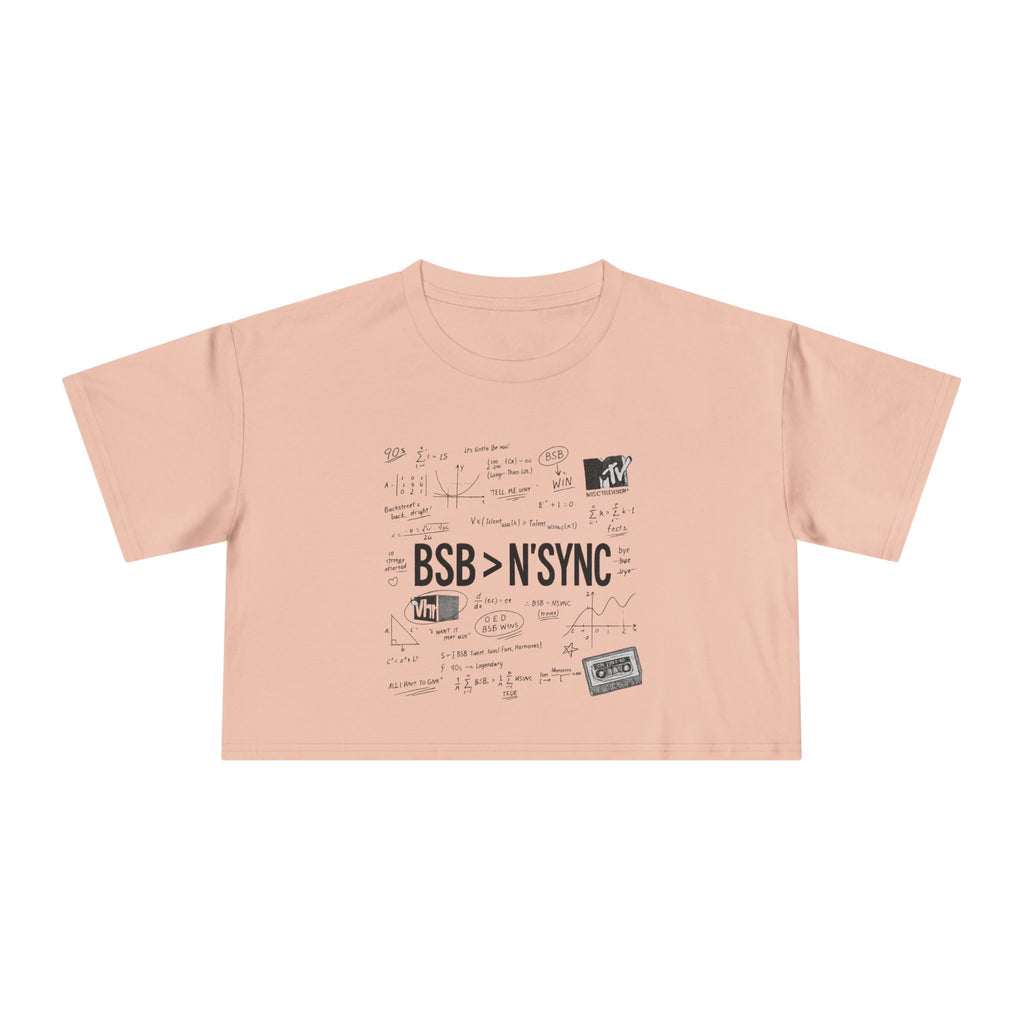 Women's Crop Tee — bsb>n'sync Retro Boy Band Graphic