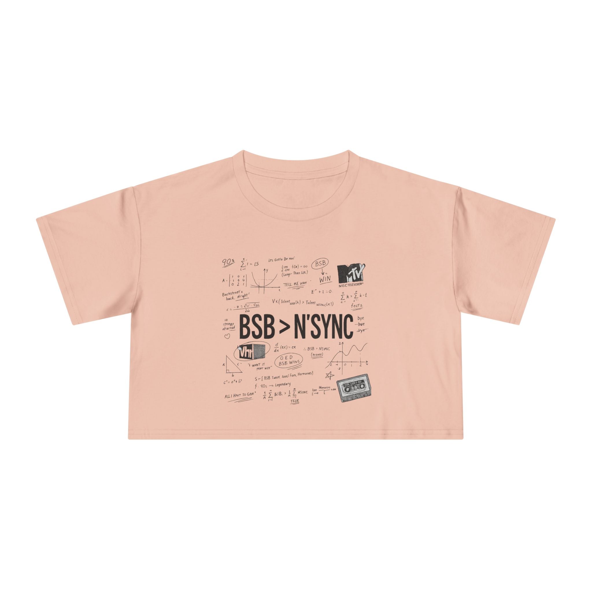 Women's Crop Tee — bsb>n'sync Retro Boy Band Graphic
