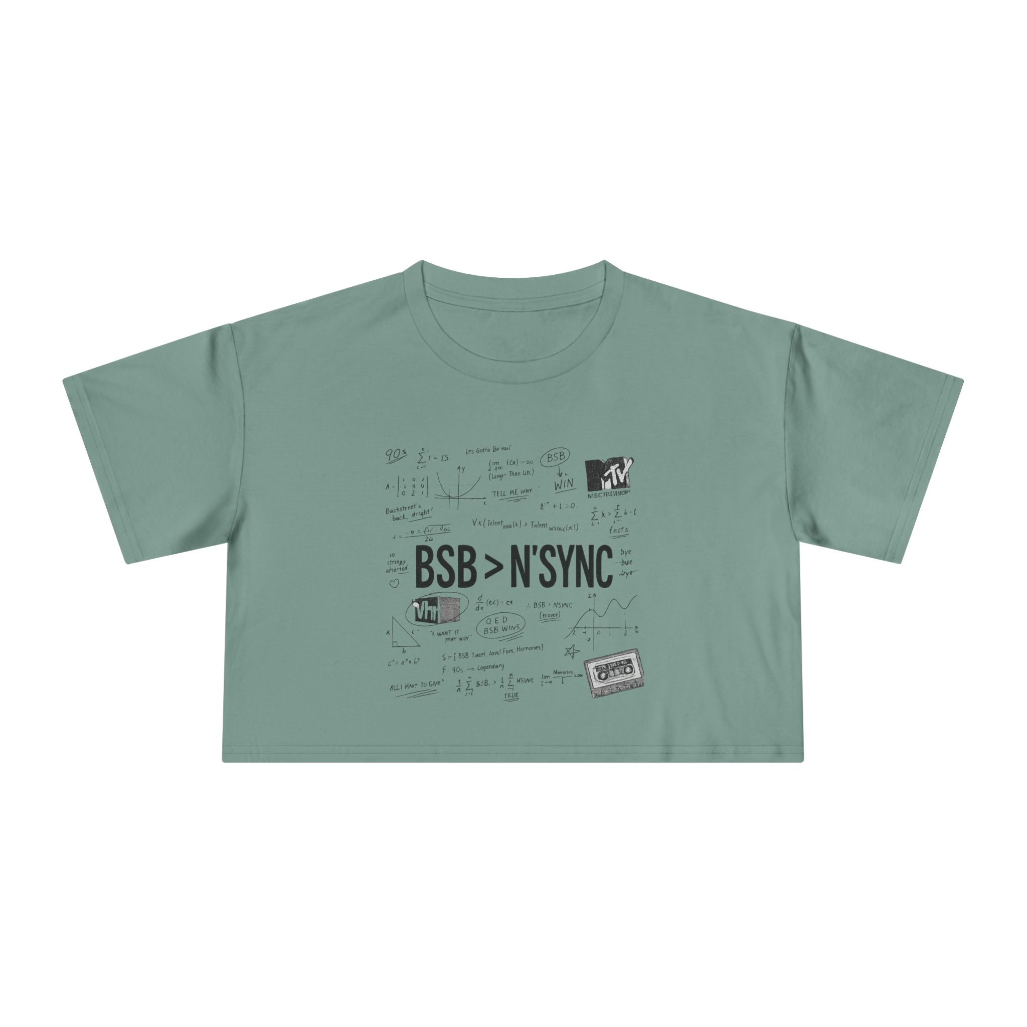 Women's Crop Tee — bsb>n'sync Retro Boy Band Graphic