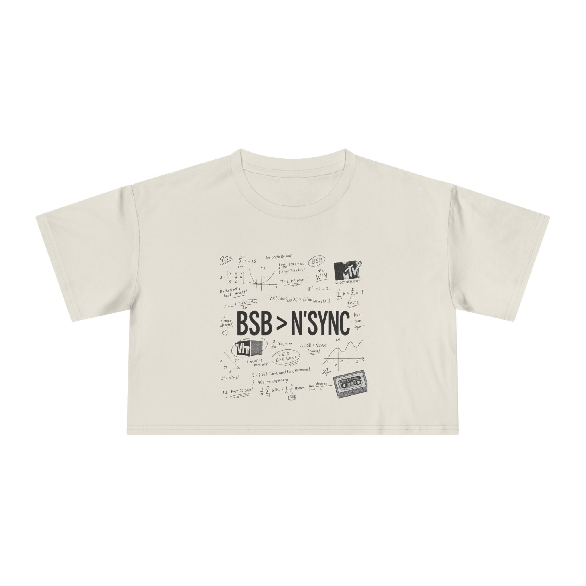 Women's Crop Tee — bsb>n'sync Retro Boy Band Graphic