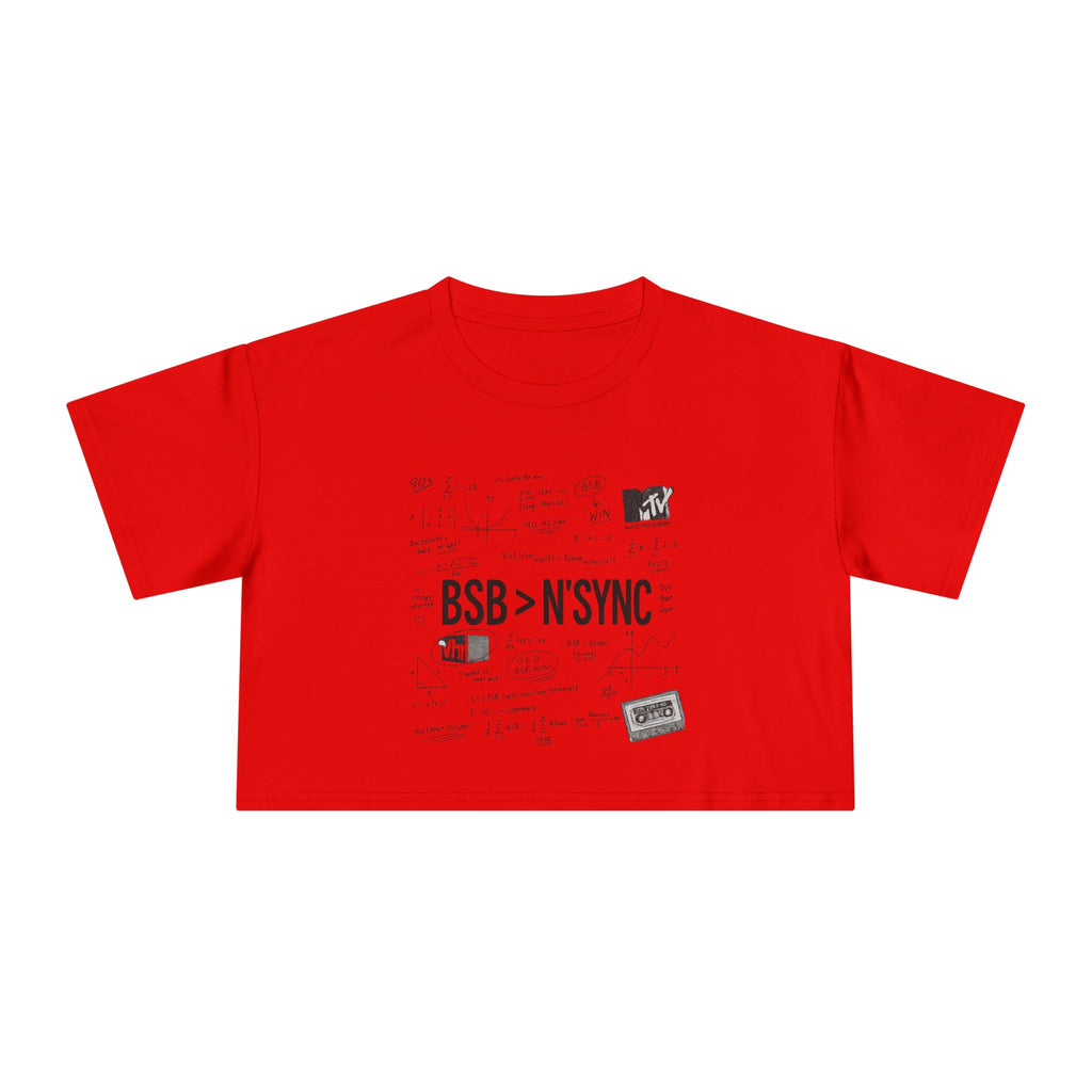 Women's Crop Tee — bsb>n'sync Retro Boy Band Graphic