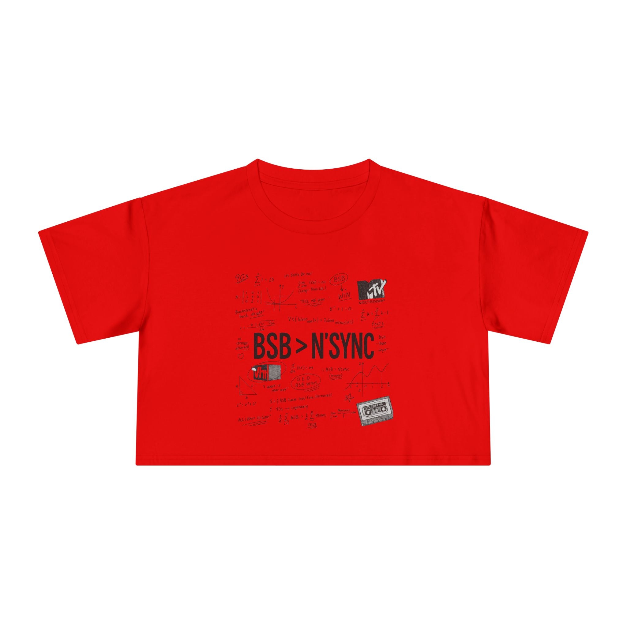 Women's Crop Tee — bsb>n'sync Retro Boy Band Graphic