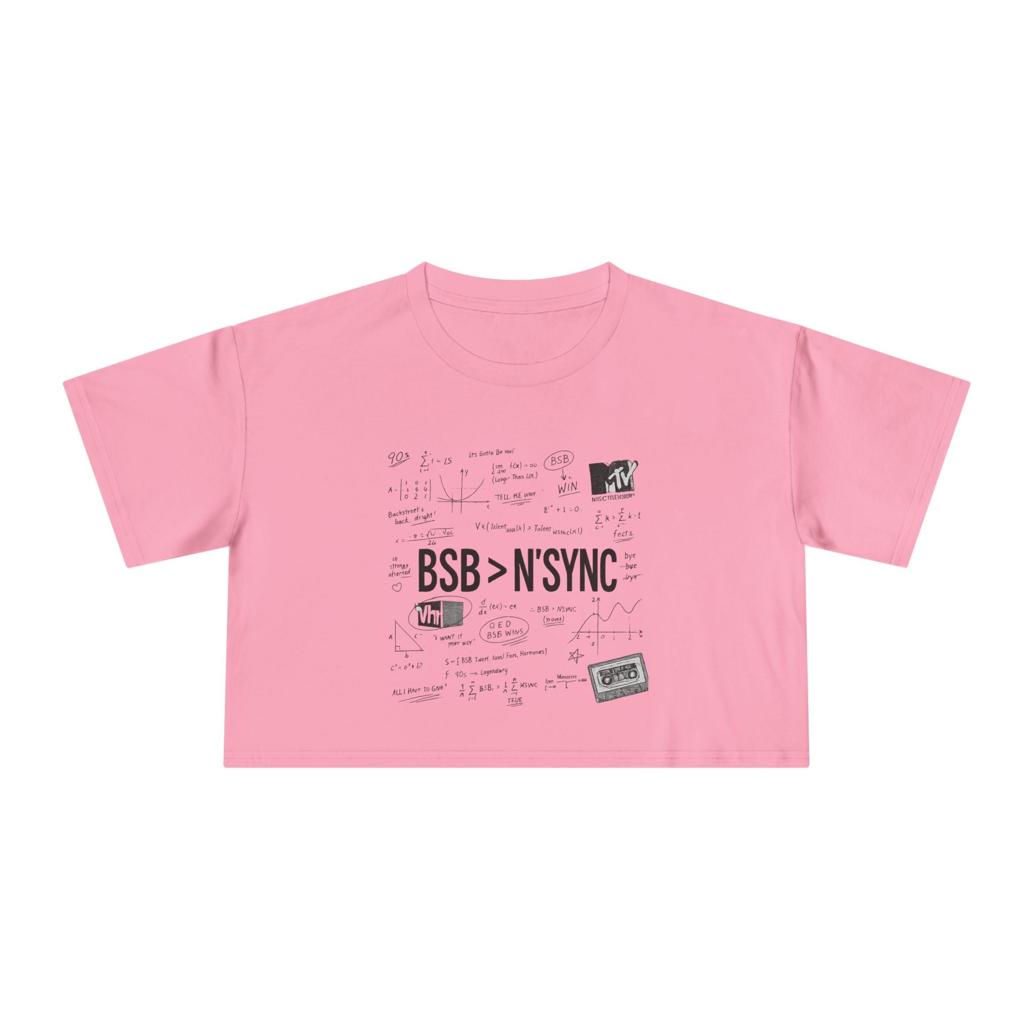 Women's Crop Tee — bsb>n'sync Retro Boy Band Graphic