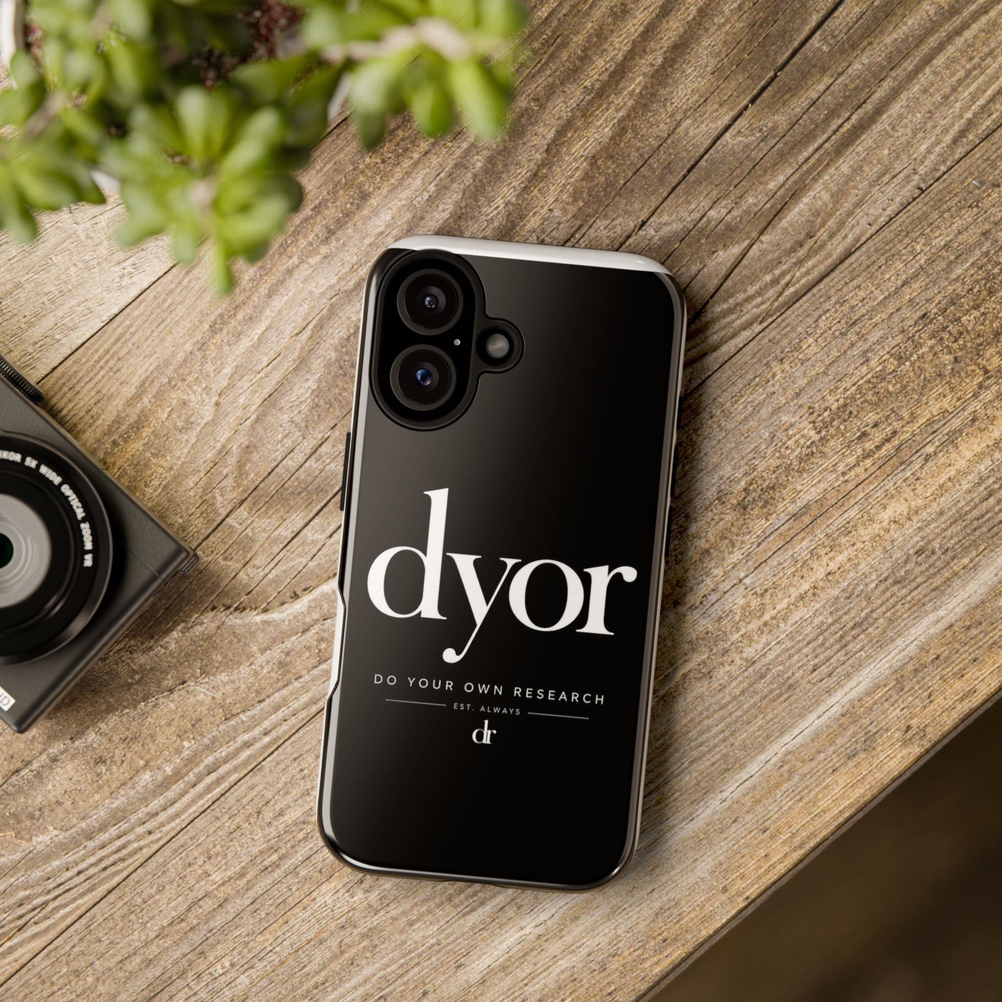 Phone Case — 'dyor' Minimalist Black Glossy Case (Do Your Own Research)