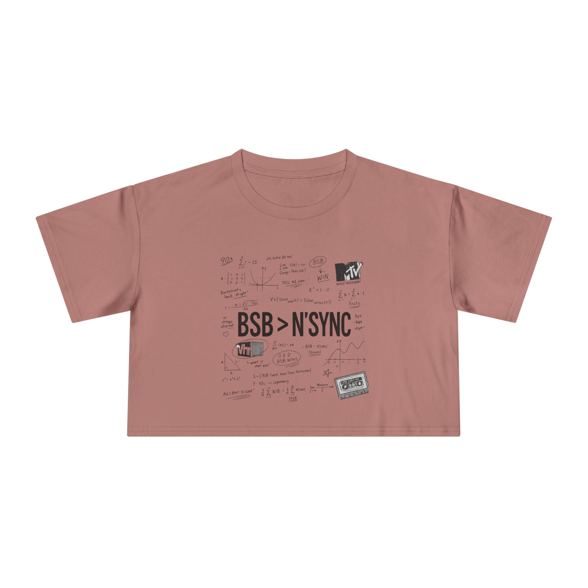 Women's Crop Tee — bsb>n'sync Retro Boy Band Graphic